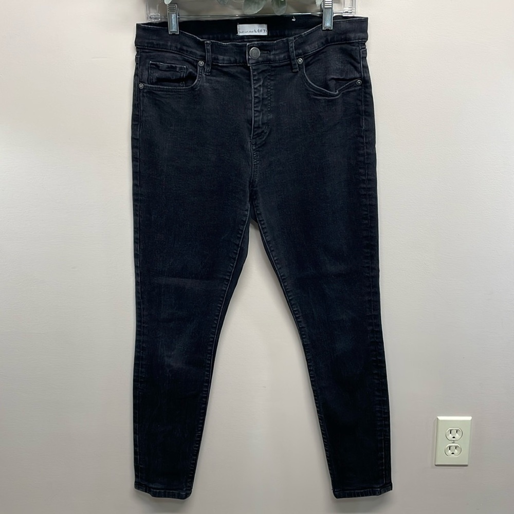 Loft Slim Pockets Black Wash Denim Skinny Jeans 31/12
